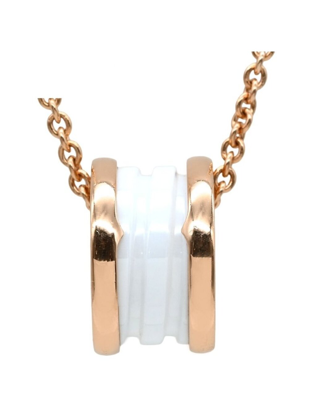 Bvlgari Necklace B.zero1 White Pink Gold 18k Ceramic